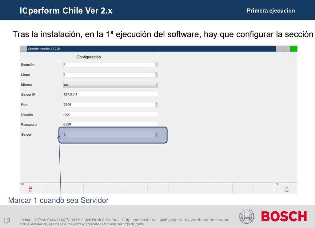 ICperform Chile Ver 2.x Primera ejecución. Tras la instalación, en la 1ª ejecución del software, hay que configurar la sección.