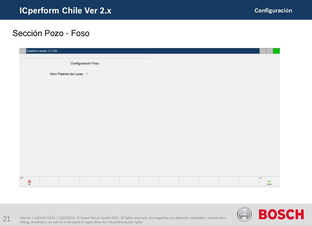 ICperform Chile Ver 2.x Sección Pozo - Foso Configuración