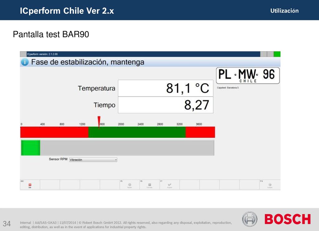 ICperform Chile Ver 2.x Pantalla test BAR90 Utilización