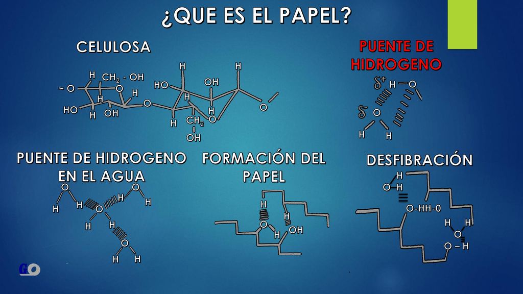 ¿QUE ES EL PAPEL CELULOSA PUENTE DE HIDROGENO PUENTE DE HIDROGENO