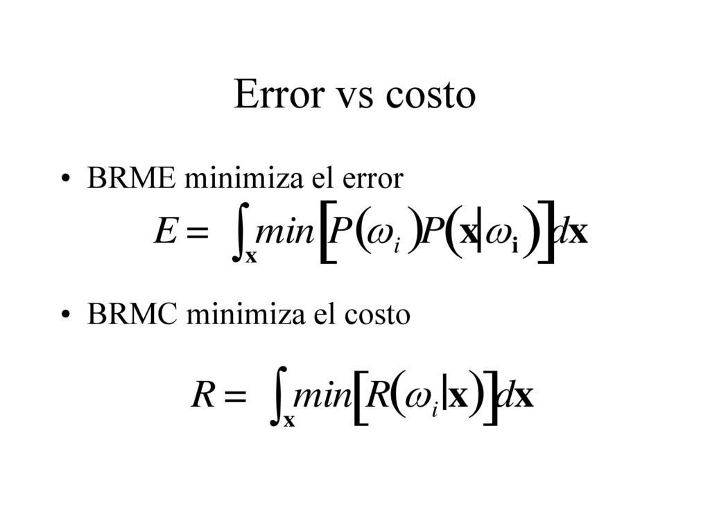 Error vs costo BRME minimiza el error BRMC minimiza el costo
