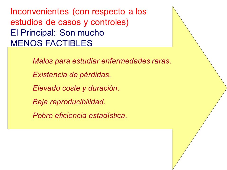 Inconvenientes (con respecto a los estudios de casos y controles)