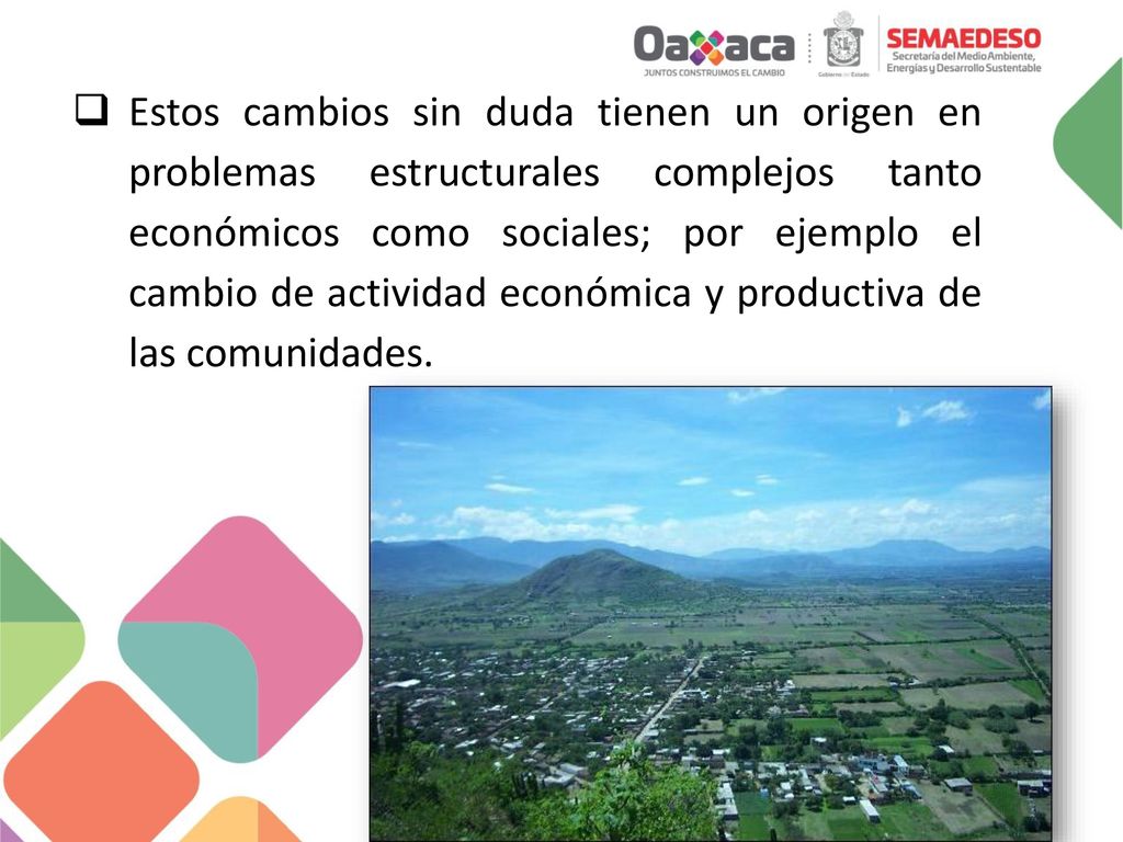 Estos cambios sin duda tienen un origen en problemas estructurales complejos tanto económicos como sociales; por ejemplo el cambio de actividad económica y productiva de las comunidades.