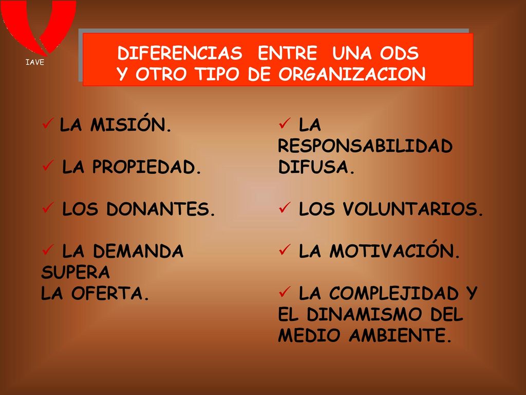 DIFERENCIAS ENTRE UNA ODS Y OTRO TIPO DE ORGANIZACION