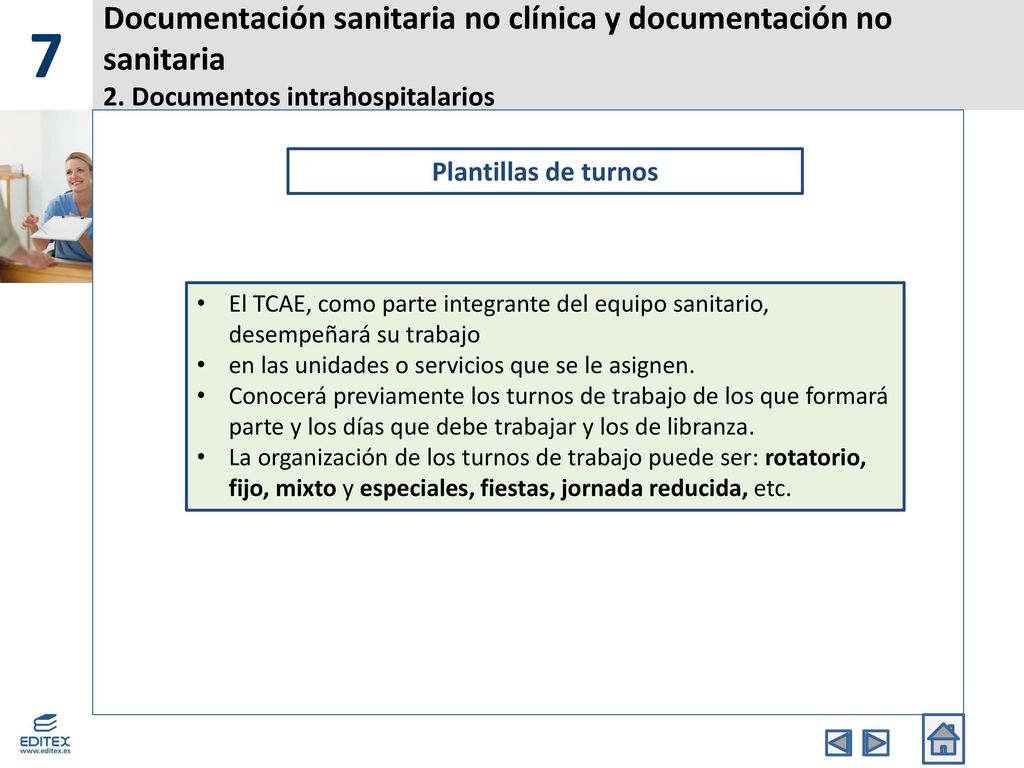 7 Documentación sanitaria no clínica y documentación no sanitaria 2. Documentos intrahospitalarios.