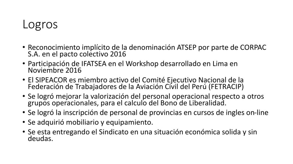 Logros Reconocimiento implícito de la denominación ATSEP por parte de CORPAC S.A. en el pacto colectivo