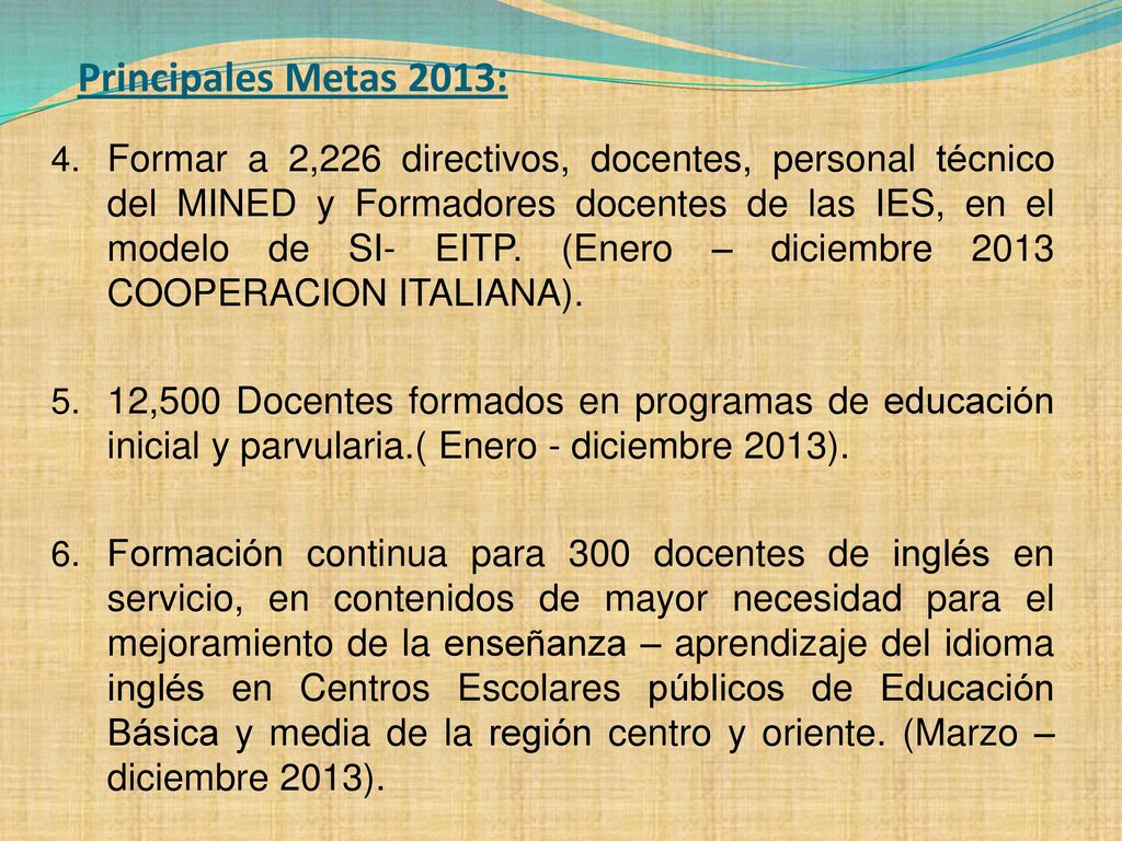 Principales Metas 2013: