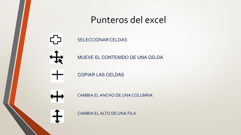Punteros del excel SELECCIONAR CELDAS MUEVE EL CONTENIDO DE UNA CELDA