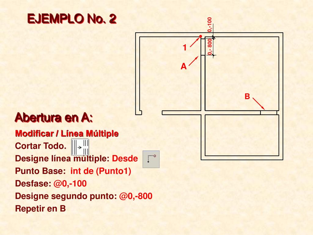 EJEMPLO No. 2 Abertura en A: 1 A Modificar / Línea Múltiple