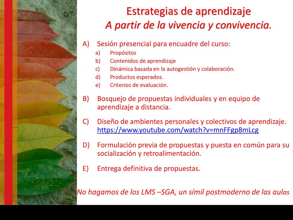 Estrategias de aprendizaje A partir de la vivencia y convivencia.