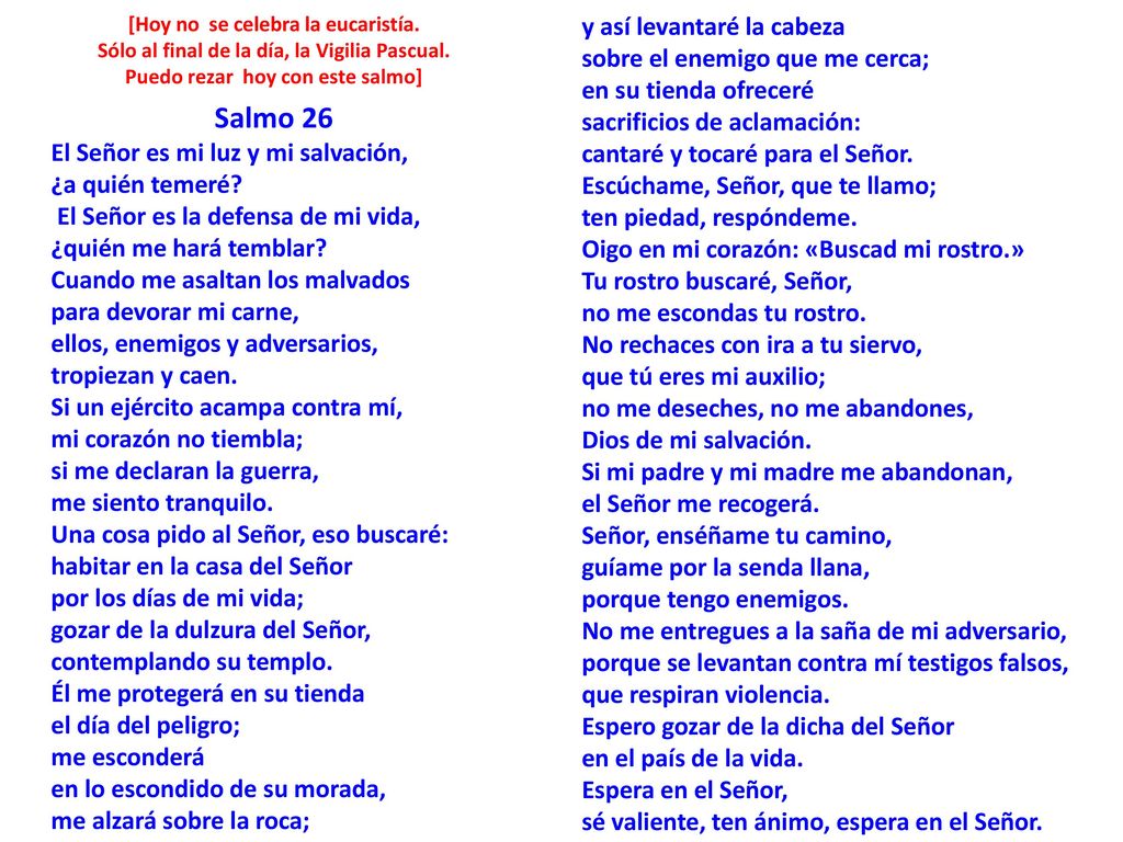 Salmo 26 El Señor es mi luz y mi salvación, ¿a quién temeré