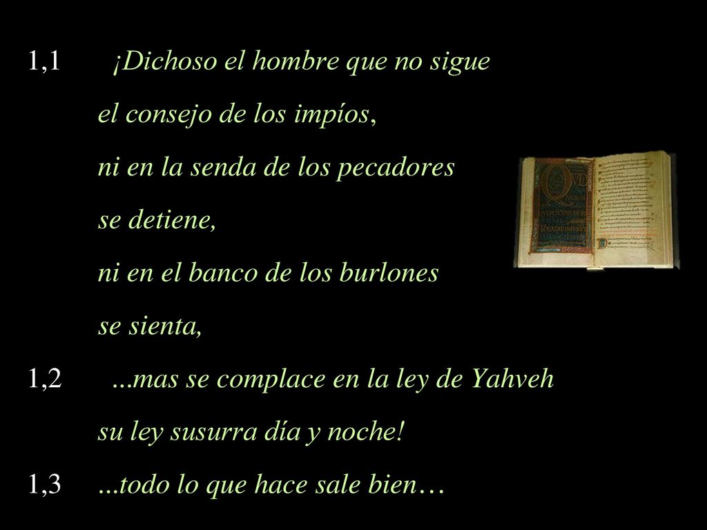 1,1 ¡Dichoso el hombre que no sigue el consejo de los impíos,