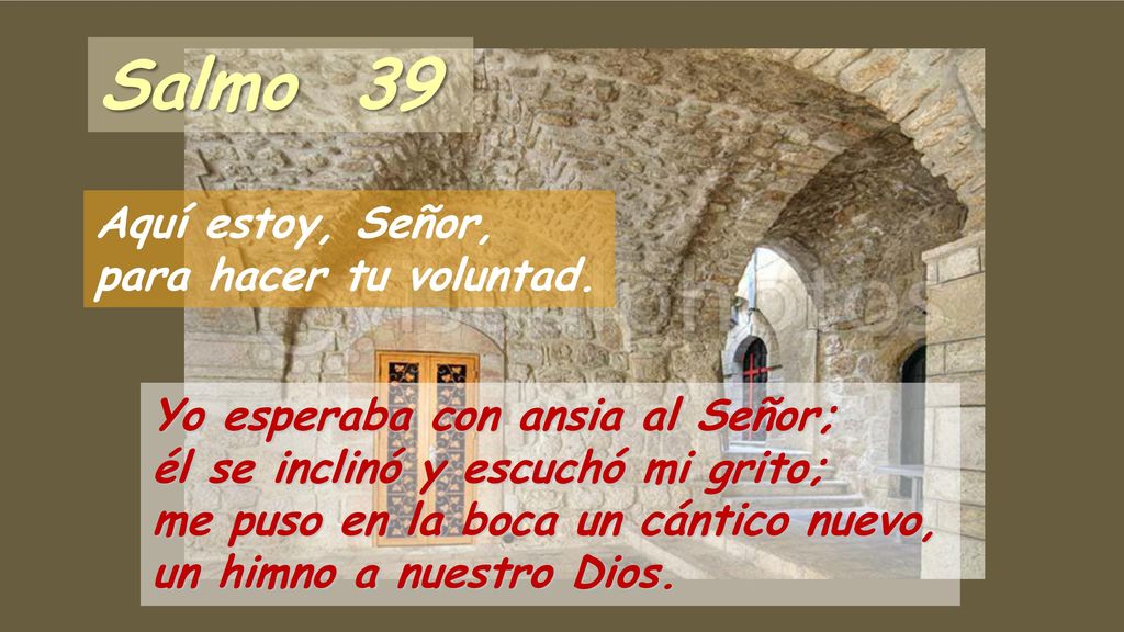Salmo 39 Aquí estoy, Señor, para hacer tu voluntad.