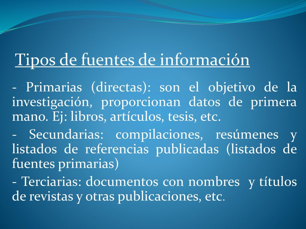 Tipos de fuentes de información