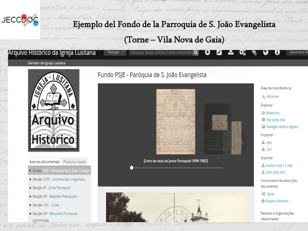 Ejemplo del Fondo de la Parroquia de S. João Evangelista