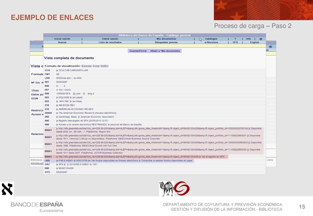 EJEMPLO DE ENLACES Proceso de carga – Paso 2 15