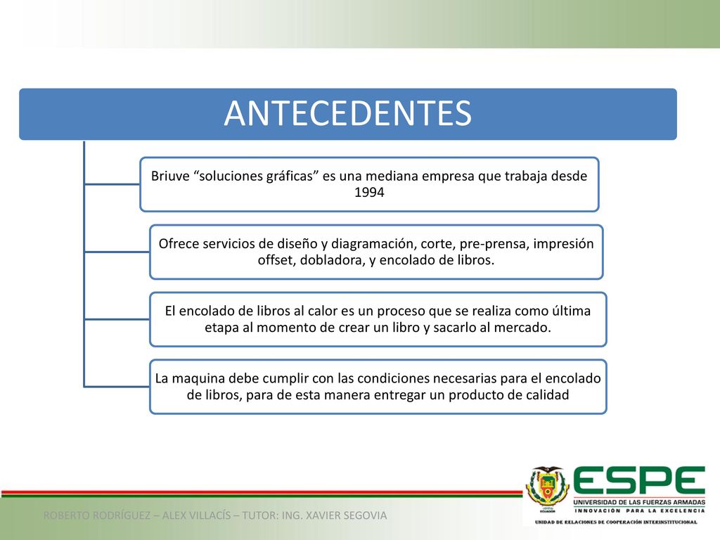 ANTECEDENTES Briuve soluciones gráficas es una mediana empresa que trabaja desde