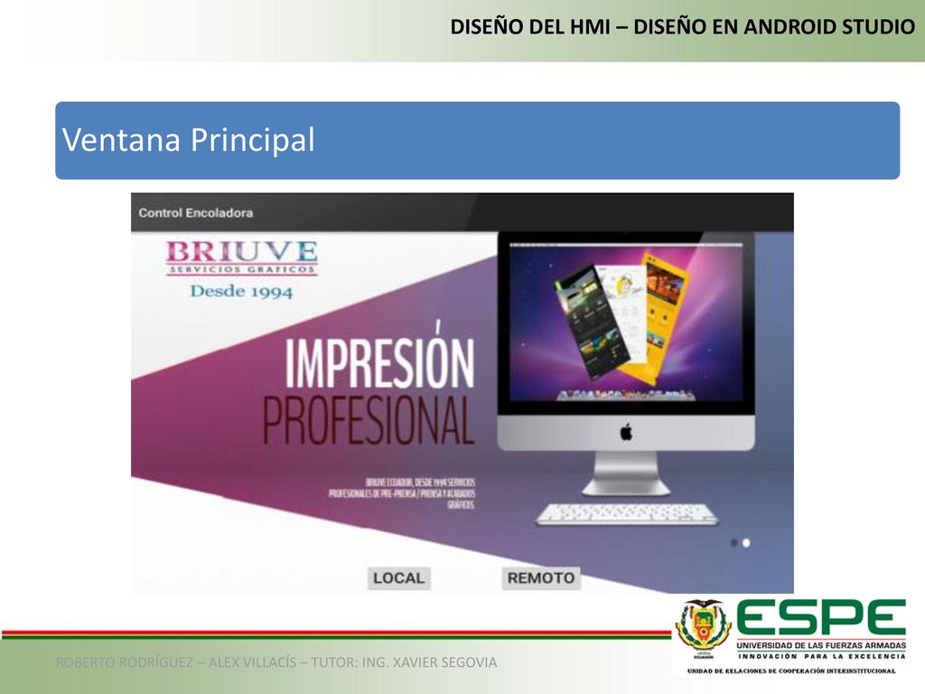 Ventana Principal DISEÑO DEL HMI – DISEÑO EN ANDROID STUDIO