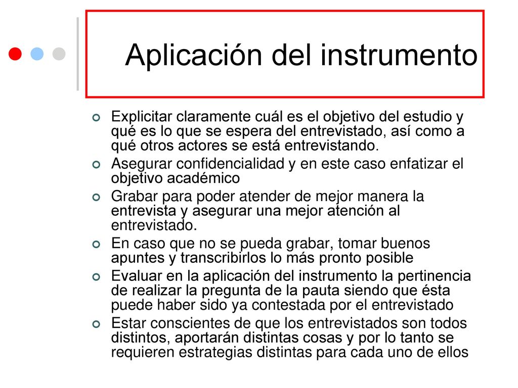 Aplicación del instrumento