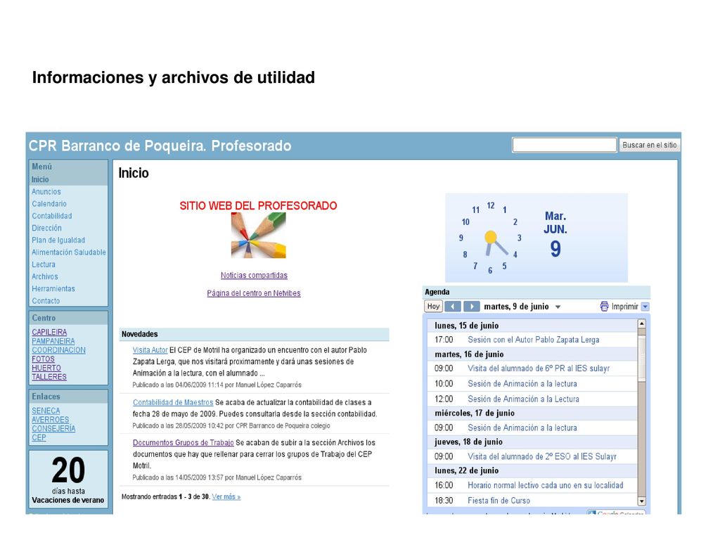 Web privada para el PROFESORADO Web privada para la GESTION
