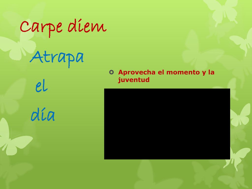Carpe diem Aprovecha el momento y la juventud Atrapa el día