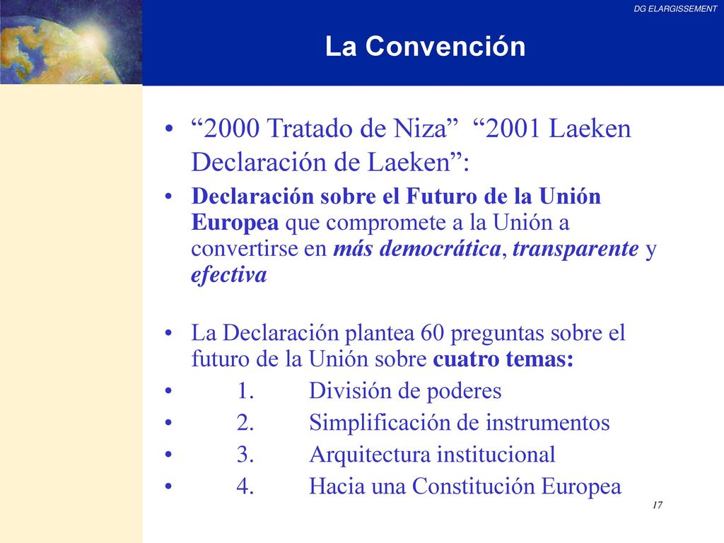 2000 Tratado de Niza 2001 Laeken Declaración de Laeken :