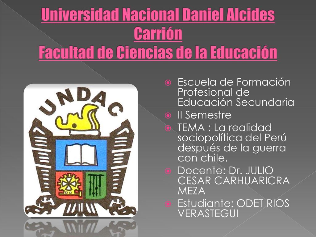 Universidad Nacional Daniel Alcides Carrión Facultad de Ciencias de la Educación