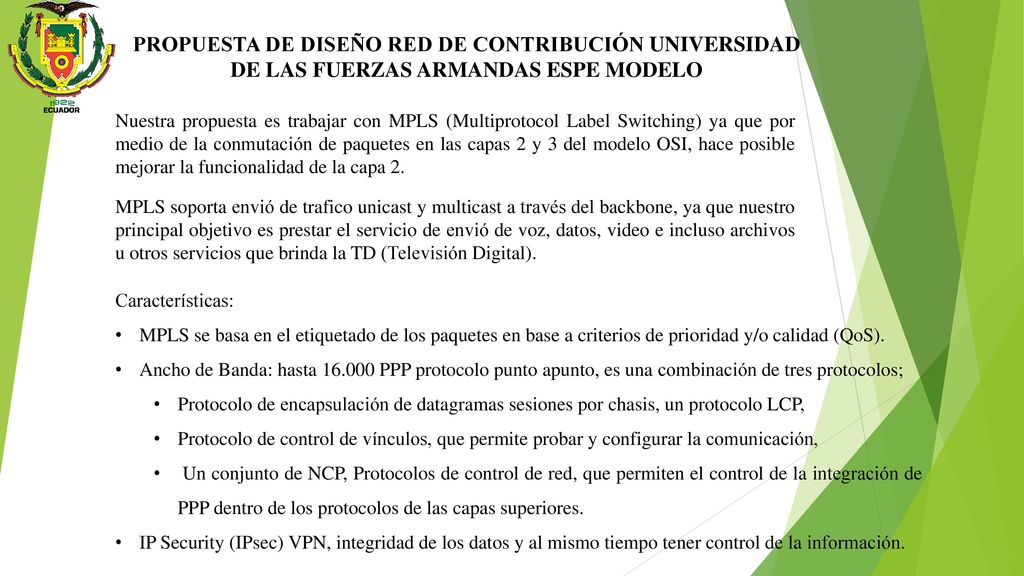 PROPUESTA DE DISEÑO RED DE CONTRIBUCIÓN UNIVERSIDAD DE LAS FUERZAS ARMANDAS ESPE MODELO