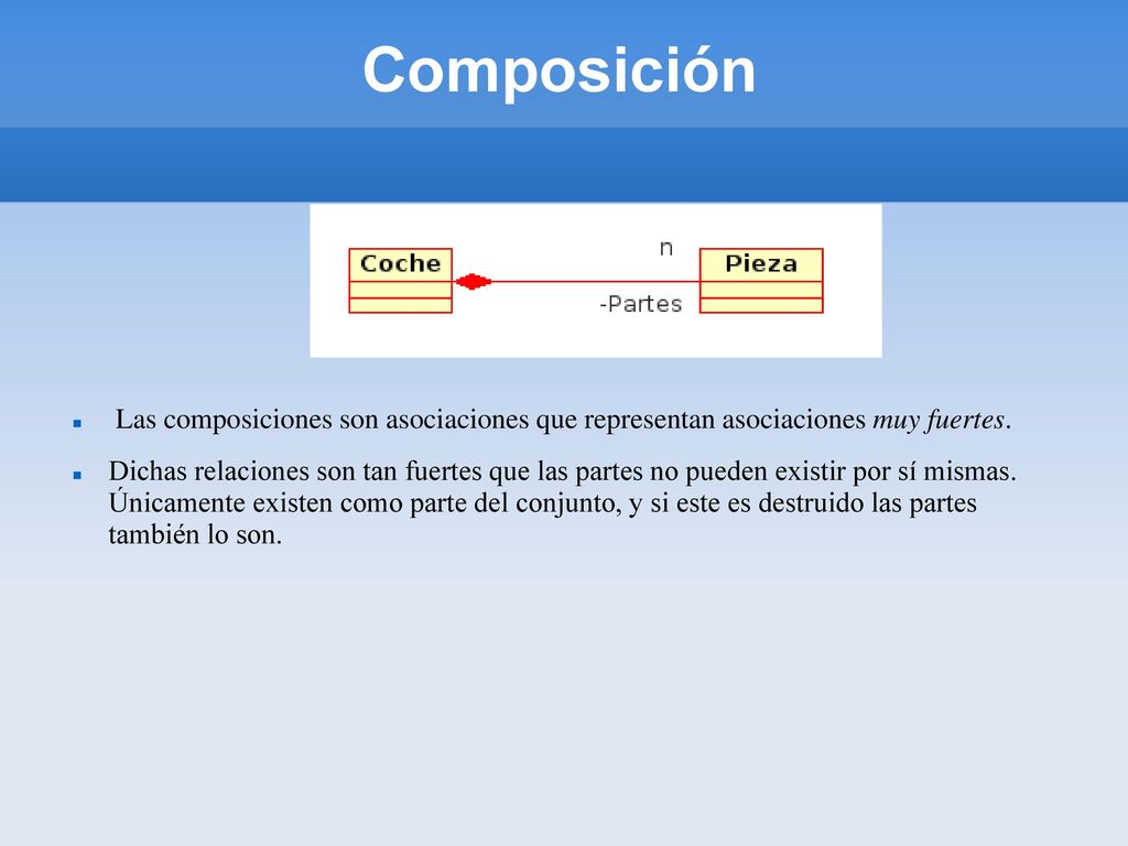 Composición Las composiciones son asociaciones que representan asociaciones muy fuertes.