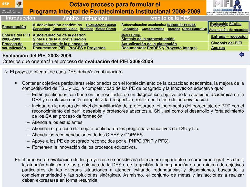 Proyecto integral. Resumen del proyecto integral de la DES. Objetivo. Particular. Meta. Acciones.