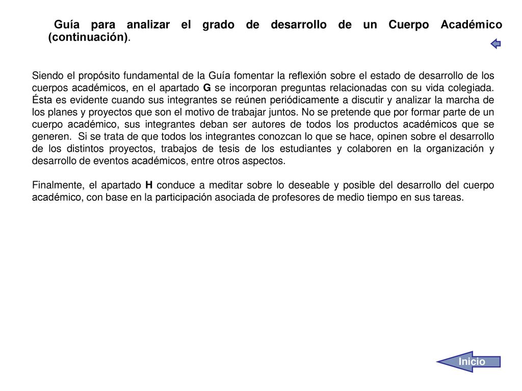 Guía para analizar el grado de desarrollo de un Cuerpo Académico