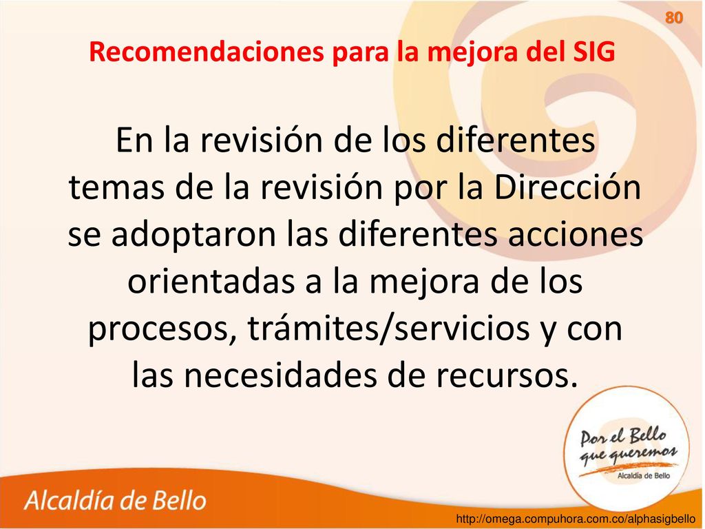 Recomendaciones para la mejora del SIG