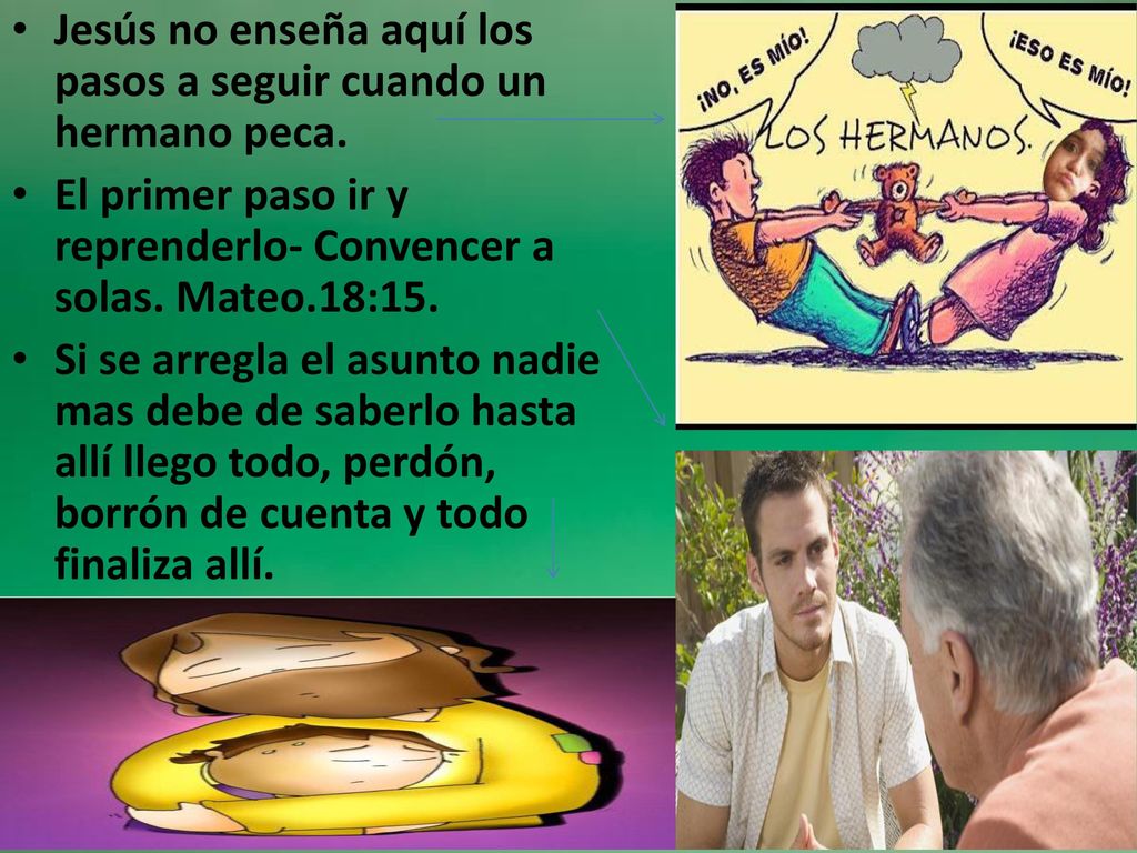 Jesús no enseña aquí los pasos a seguir cuando un hermano peca.