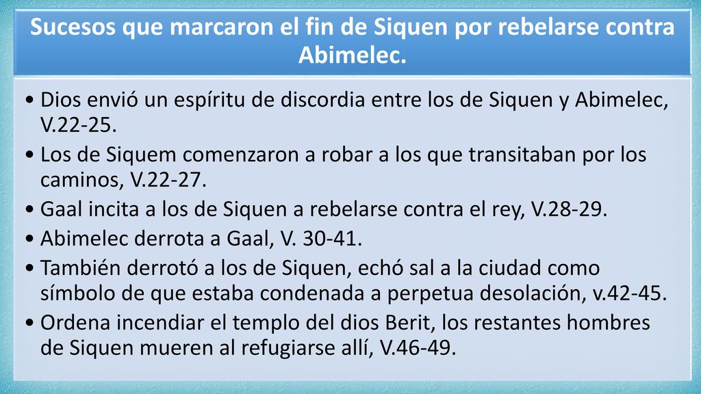 Sucesos que marcaron el fin de Siquen por rebelarse contra Abimelec.
