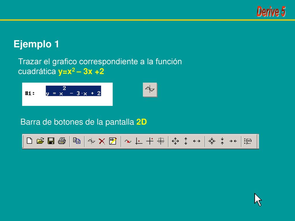 Ejemplo 1 Trazar el grafico correspondiente a la función cuadrática y=x2 – 3x +2.