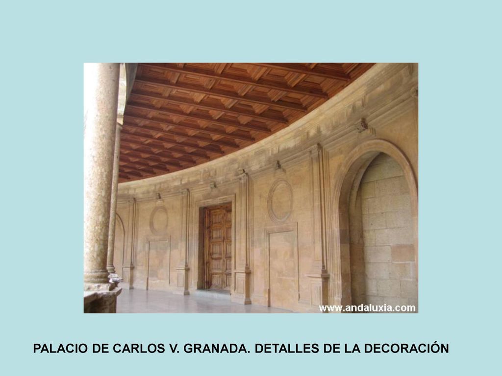 PALACIO DE CARLOS V. GRANADA. DETALLES DE LA DECORACIÓN