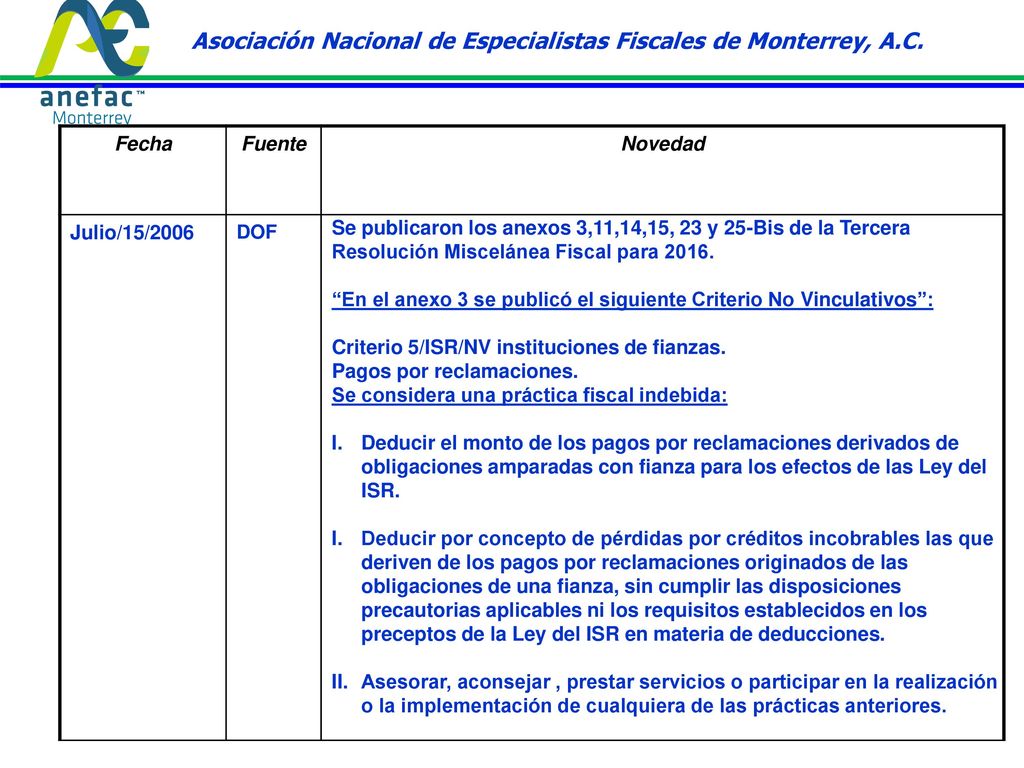 Asociación Nacional de Especialistas Fiscales de Monterrey, A.C.