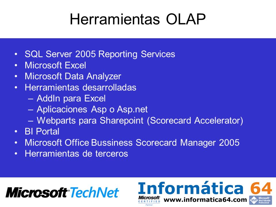 Herramientas OLAP SQL Server 2005 Reporting Services Microsoft Excel