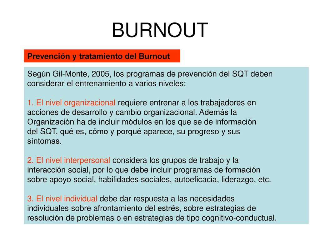 BURNOUT Prevención y tratamiento del Burnout
