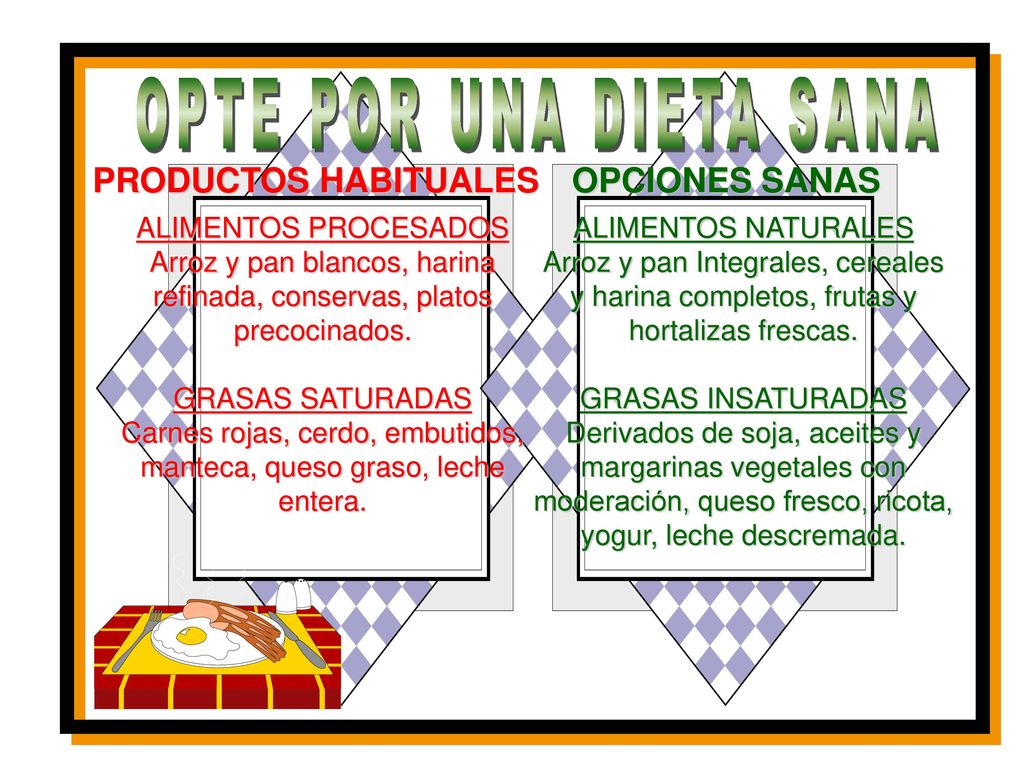 OPTE POR UNA DIETA SANA PRODUCTOS HABITUALES OPCIONES SANAS