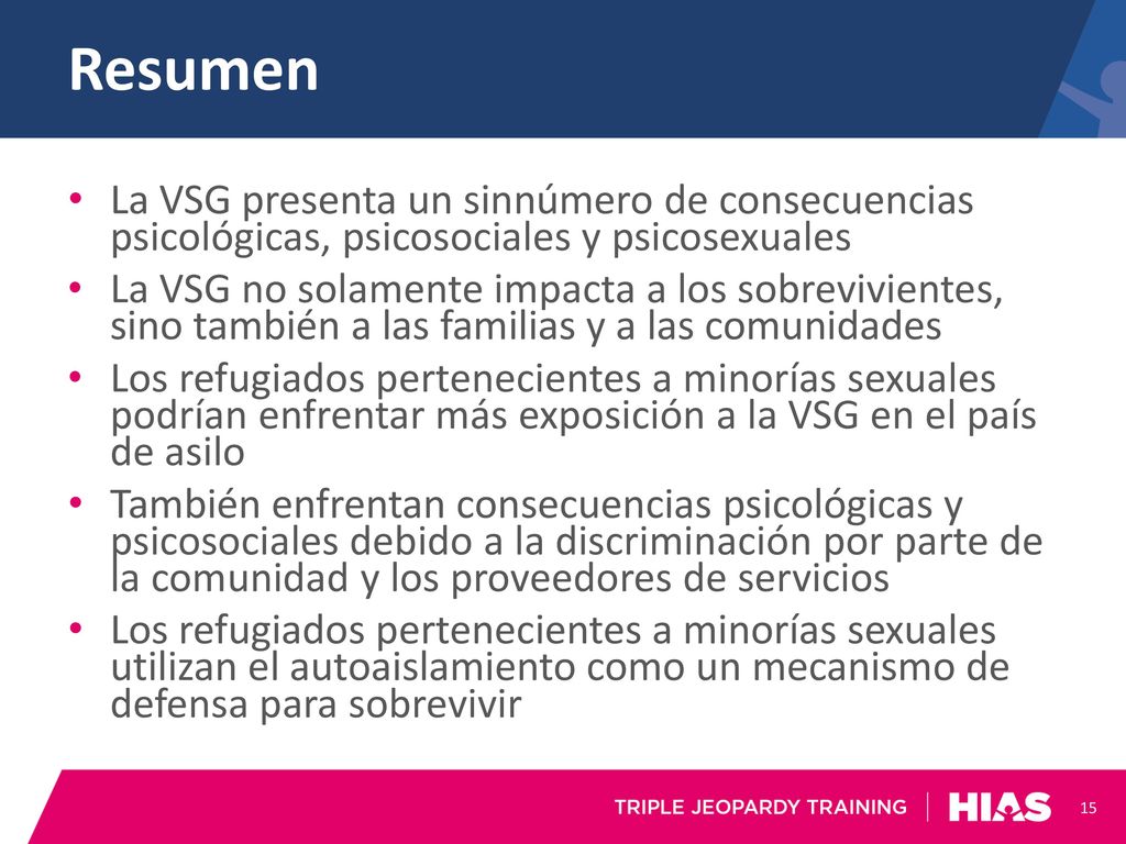 Resumen La VSG presenta un sinnúmero de consecuencias psicológicas, psicosociales y psicosexuales.