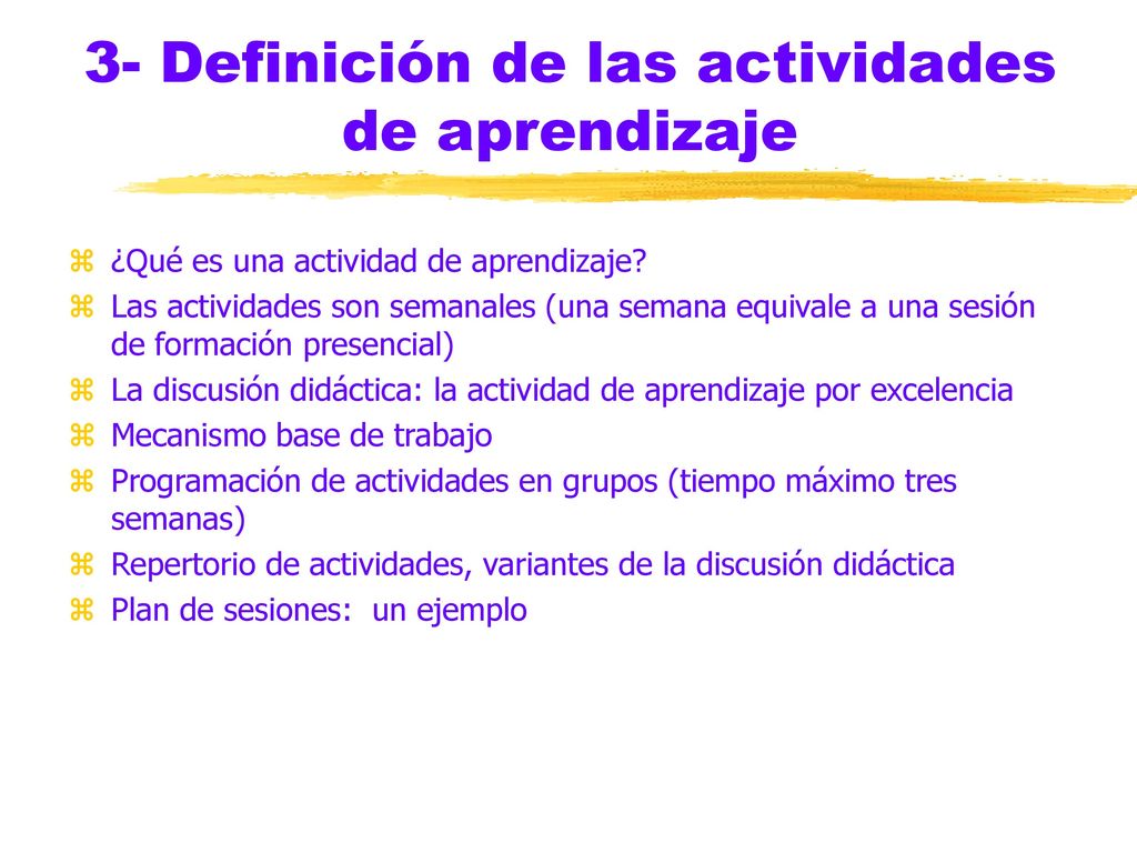 3- Definición de las actividades de aprendizaje