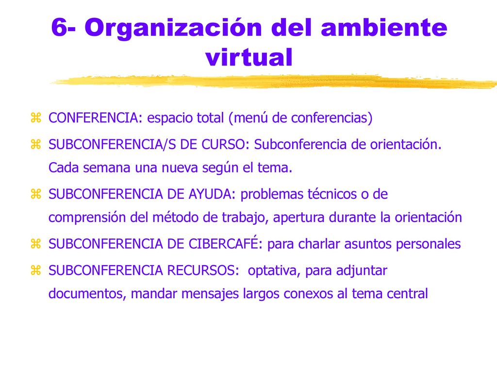 6- Organización del ambiente virtual