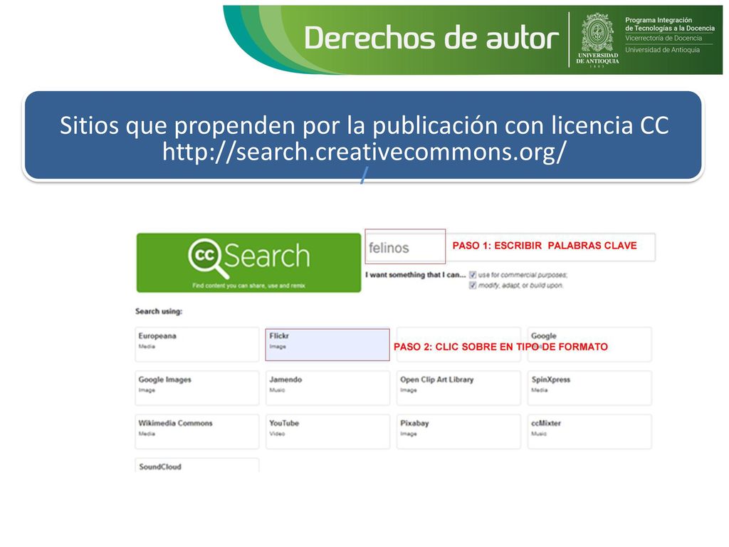 Sitios que propenden por la publicación con licencia CC
