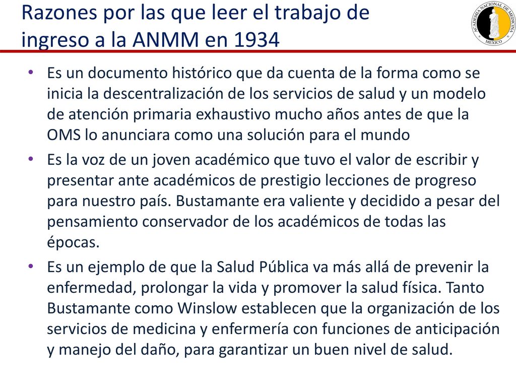 Razones por las que leer el trabajo de ingreso a la ANMM en 1934
