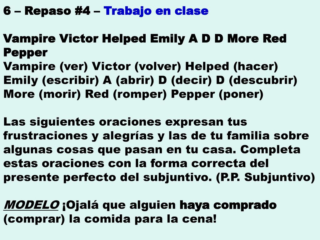 6 – Repaso #4 – Trabajo en clase