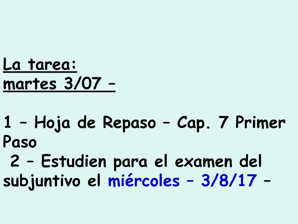 La tarea: martes 3/07 – 1 – Hoja de Repaso – Cap.