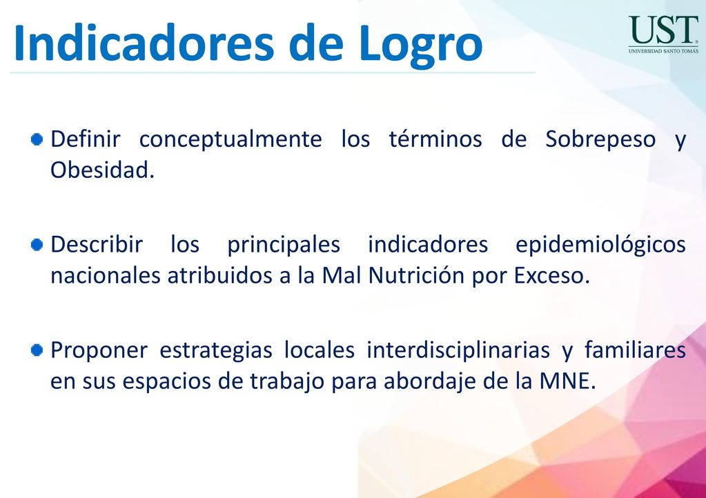 Indicadores de Logro Definir conceptualmente los términos de Sobrepeso y Obesidad.