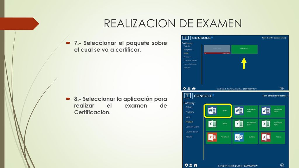 REALIZACION DE EXAMEN 7.- Seleccionar el paquete sobre el cual se va a certificar.