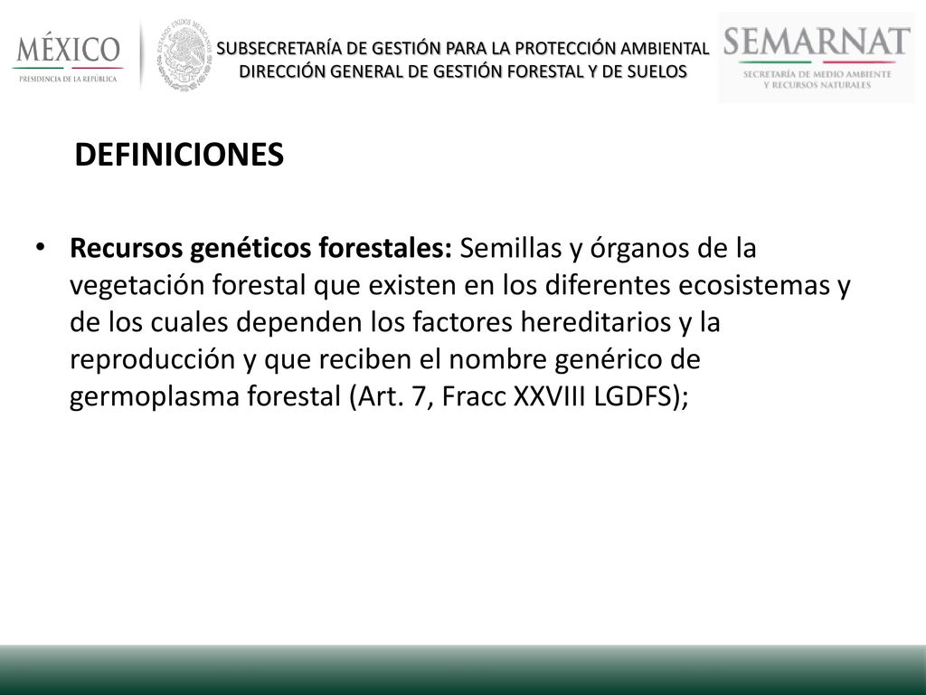 SUBSECRETARÍA DE GESTIÓN PARA LA PROTECCIÓN AMBIENTAL DIRECCIÓN GENERAL DE GESTIÓN FORESTAL Y DE SUELOS